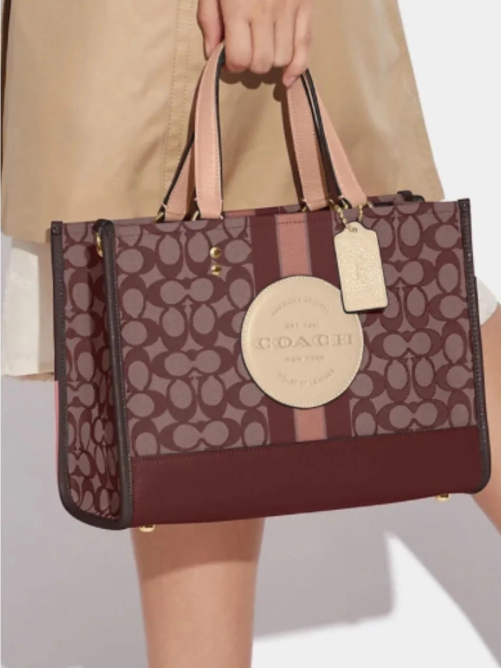 Coach Burgundy and Pink Signature Tote